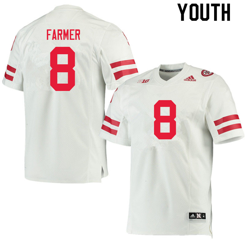 Youth #8 Myles Farmer Nebraska Cornhuskers College Football Jerseys Sale-White - Click Image to Close